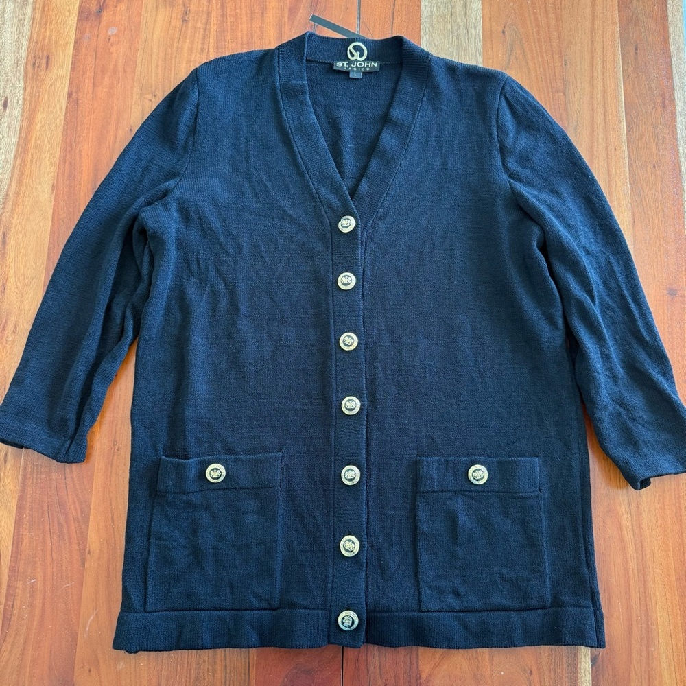 Vintage St. John Black Knit Cardigan
